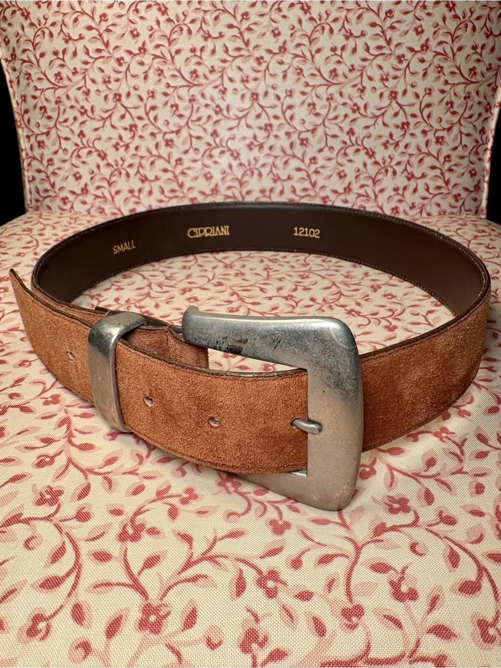 Cipriani Vintage Women's Tan Suede Belt with Silver Buckle